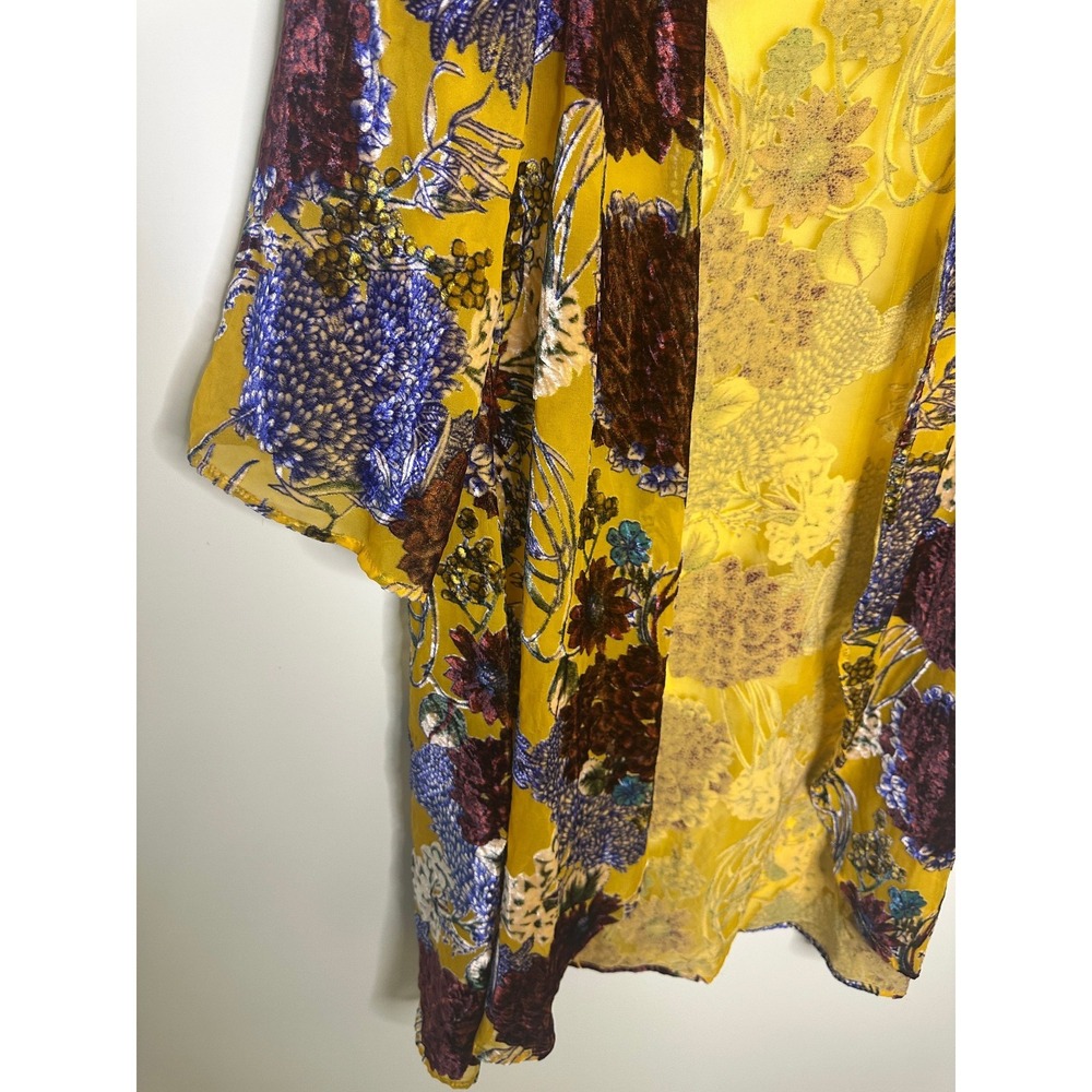 Floreat x Anthropologie Aurelia Velvet Burnout Floral Kimono O/S Hippie Boho Top - Picture 4 of 16
